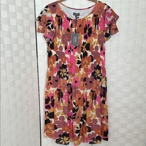 Ninety Floral Midi Dress in Pink, Orange, and Black